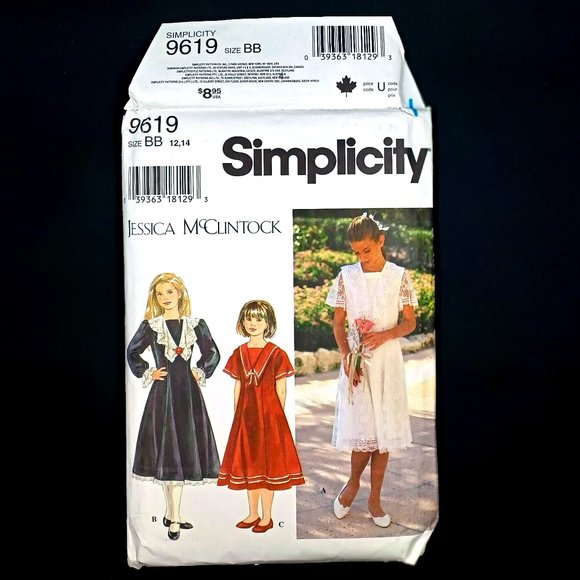 Simplicity 9619 Girls Knee Length Dress Jessica McClintock Sizes 12 14 Uncut FF - Picture 1 of 6